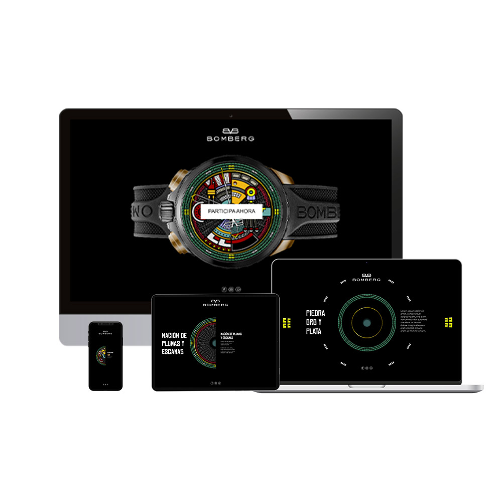 Responsive website design for luxury watch brand Bomberg across multiple devices
