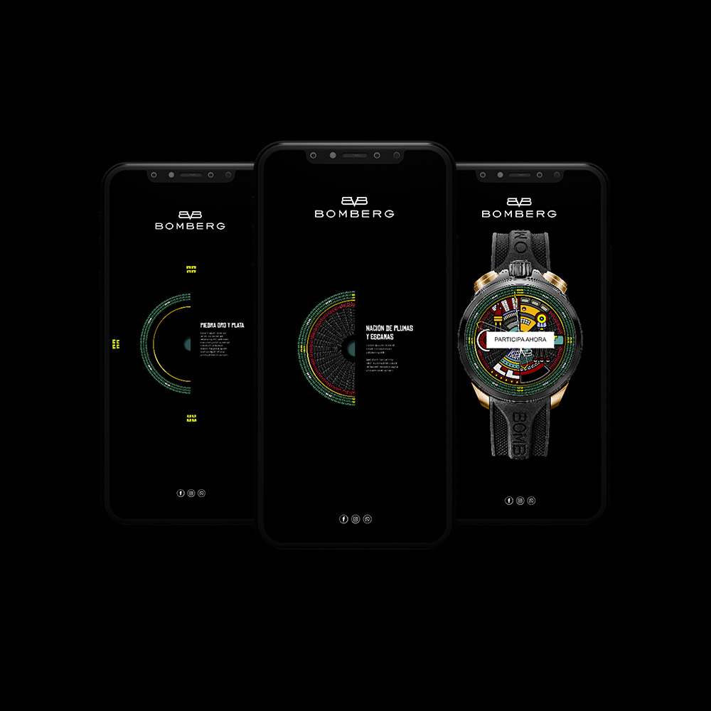Mobile-first web experience for Bomberg watches – responsive branding and UX design