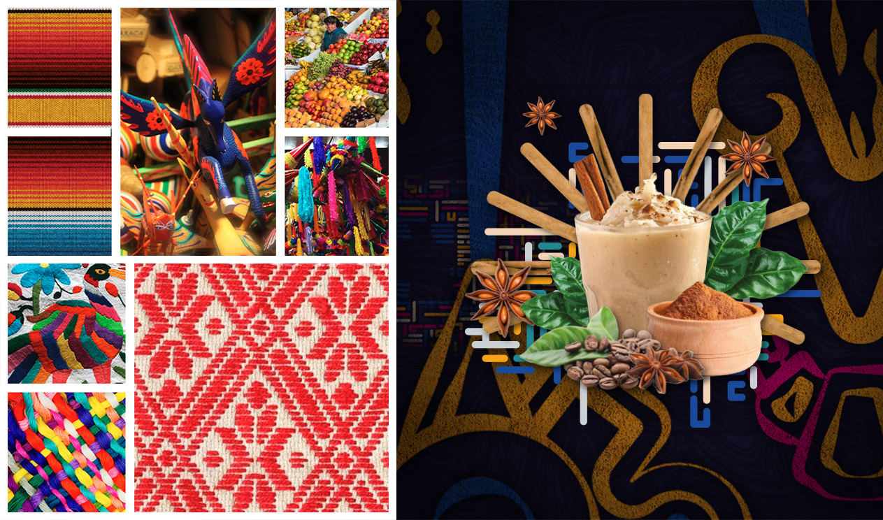 Visual references and traditional Mexican art used as inspiration for La Mestiza branding