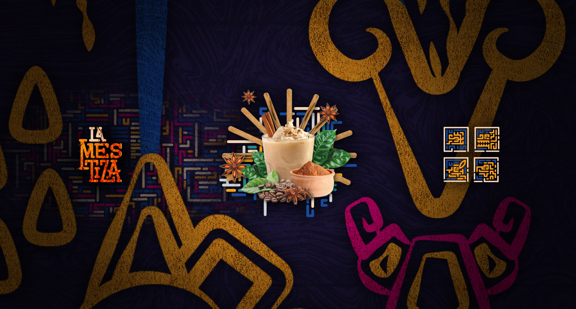 Brand artwork applied to restaurant collateral – cultural branding for La Mestiza