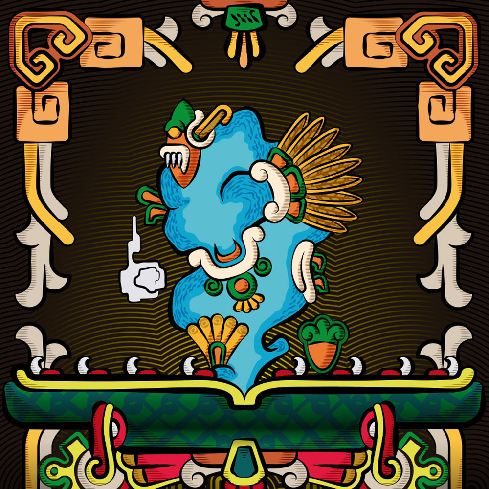Digital artwork created for Cuatro Soles – wine brand identity rooted in Mexican culture