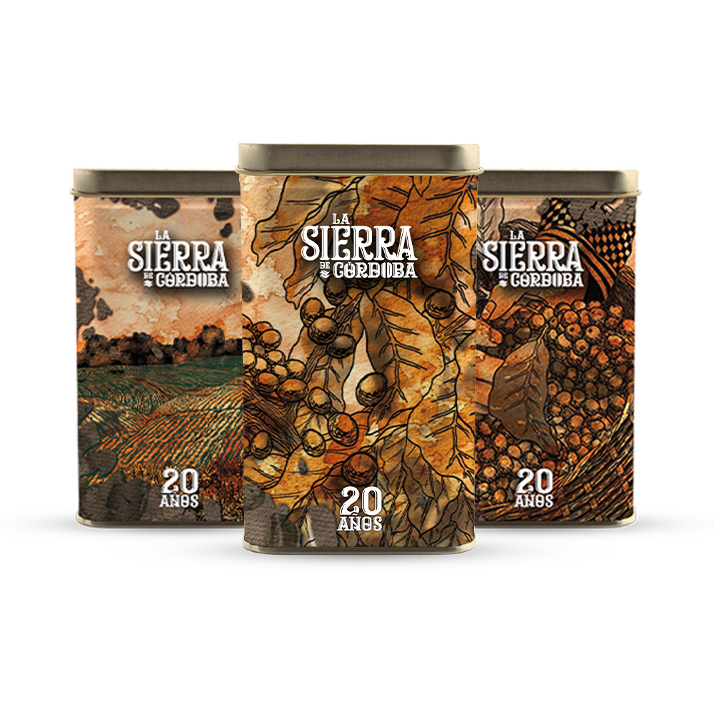 Custom packaging design for La Sierra de Córdoba – high-end visual branding for Latin American coffee producers